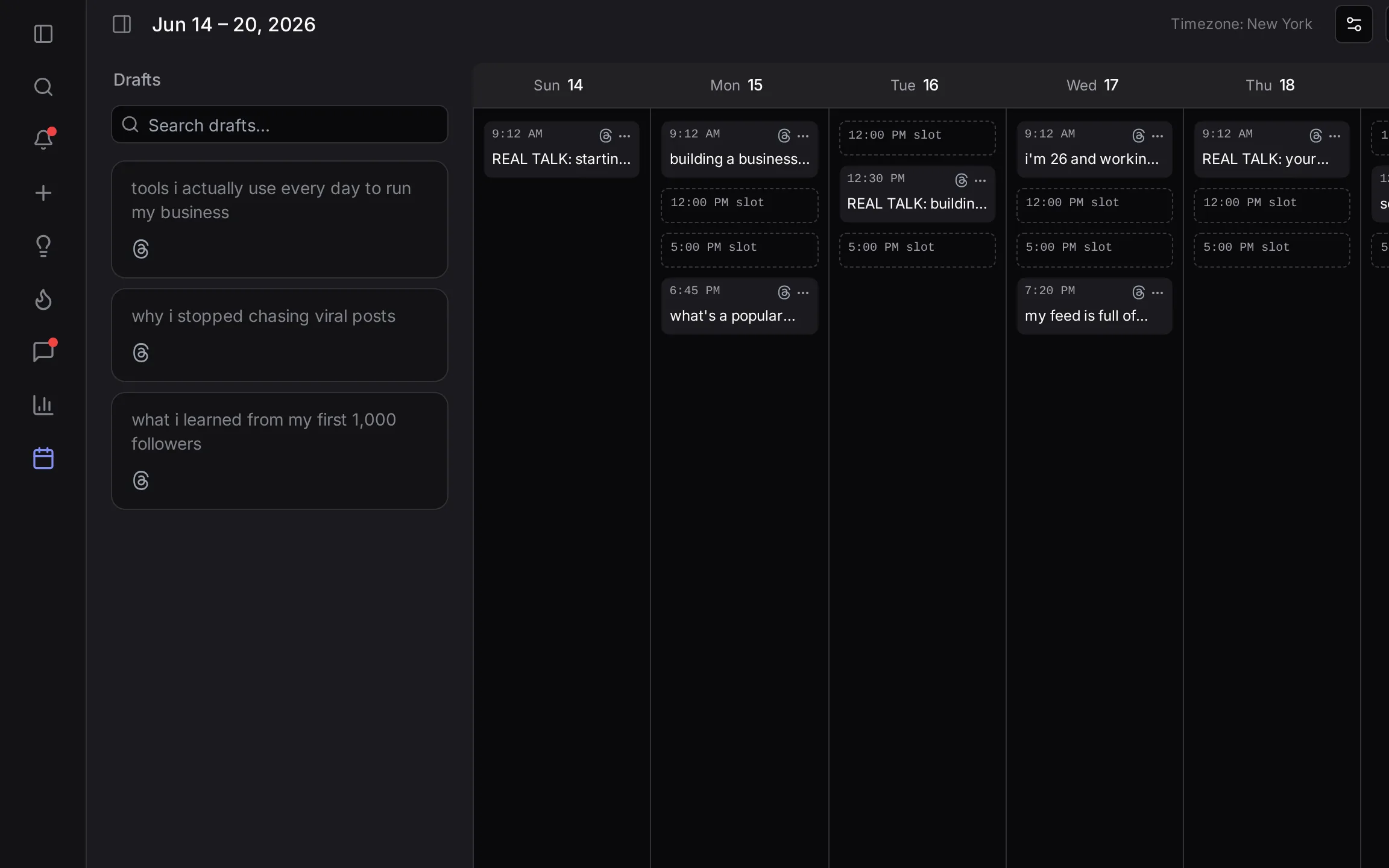 ElvenFlow weekly queue with scheduled posts at your best times