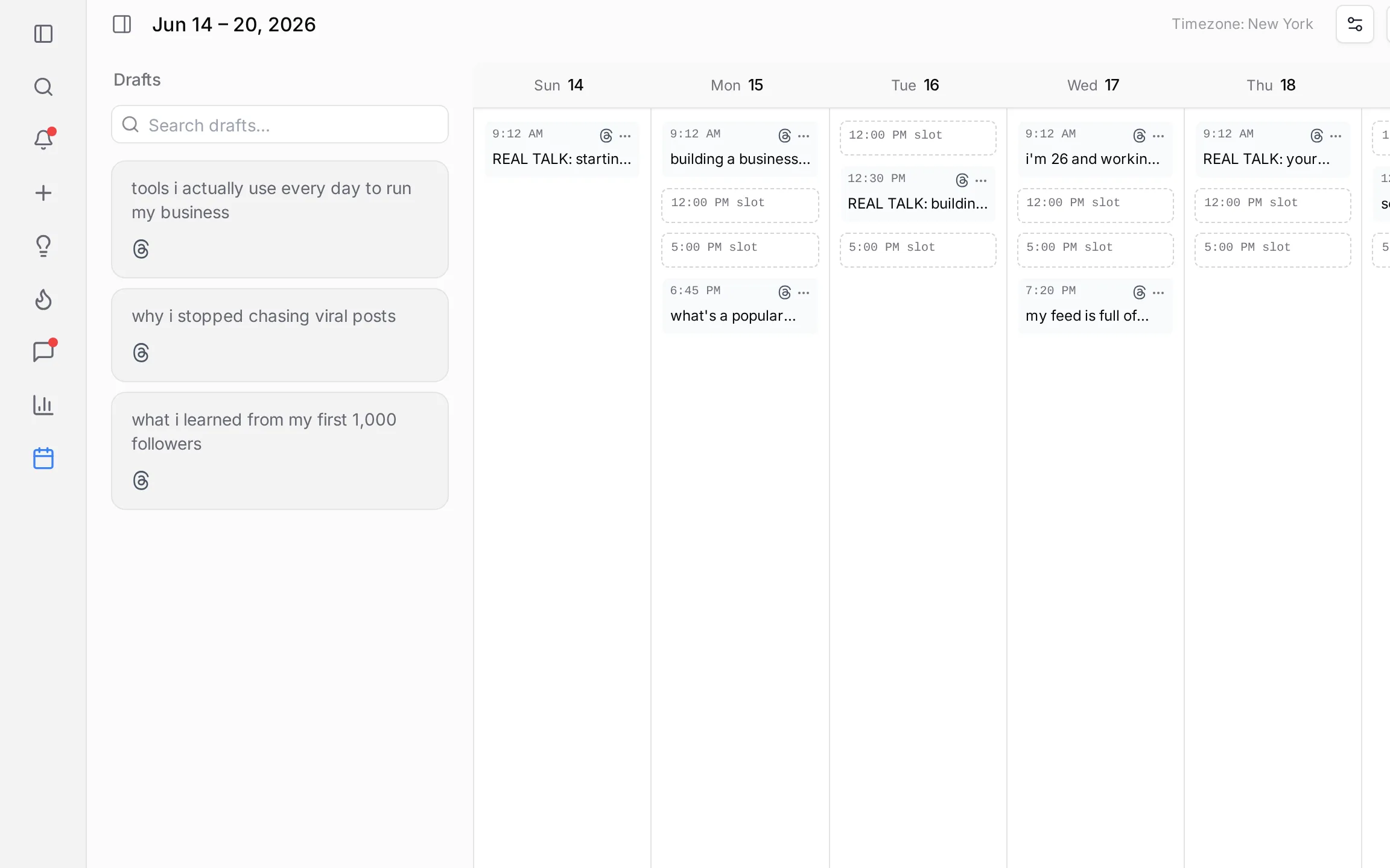 ElvenFlow weekly queue with scheduled posts at your best times